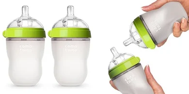 Comotomo Baby Bottles (Green, 8oz, Double Pack)
