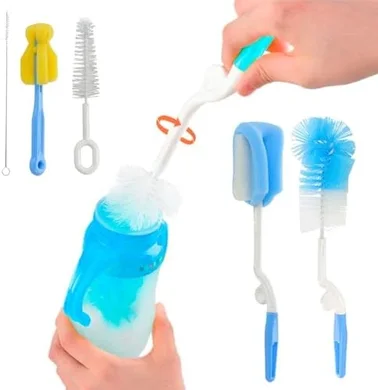 Complete Baby Bottle & Accessory Cleaning Kit (Rotating, Splash-Free)