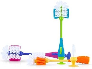 Nuby 2-in-1 Bottle & Nipple Brush with Suction Cup

